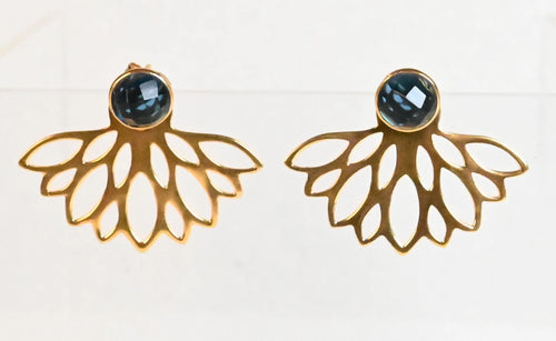 Euro Gold Flower Stone Earrings | Melanie Woods